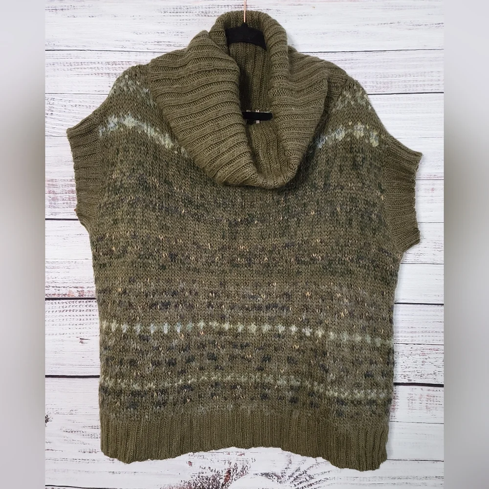 FREE PEOPLE Snow Bunny Fair Isle Sweater Tunic Green S